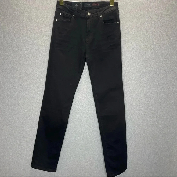 7 for all Mankind Slimmy Black Slim Straight Leg Jeans - Picture 1 of 6